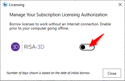 Borrowing a RISA-3D Subscription License
