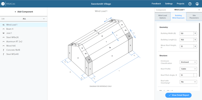 Wind Load Generator with Components & Cladding in RISACalc