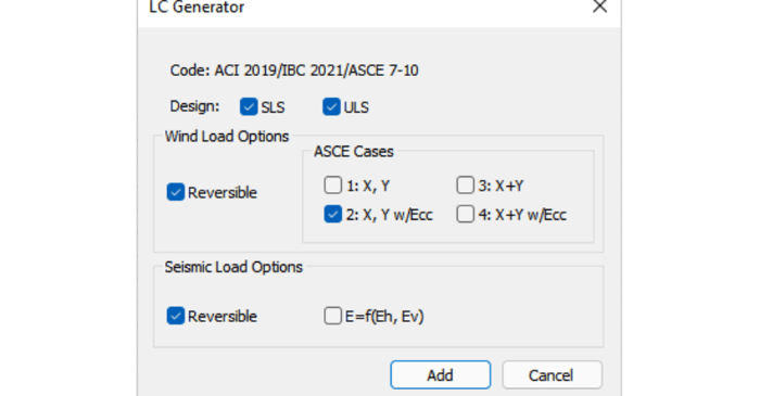 Load Combination Generator in ADAPT-Builder