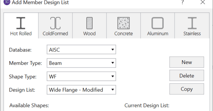 Using Redesign Lists in RISA-3D