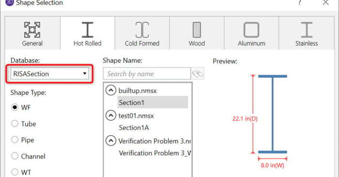 How to Import a RISASection Shape into RISA-3D