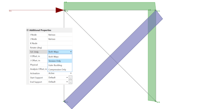 How to Model Tension-Only Bracing in RISA-3D