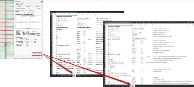 Shear and torsion report in ADAPT-Builder