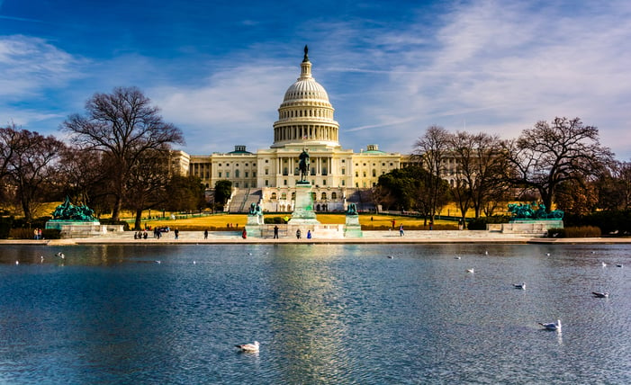 The United States Capitol and reflecting pool in Washington, DC.-1