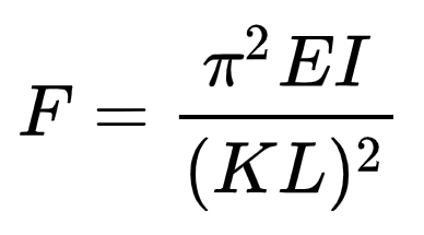 Euler's formula for effective length F = (π^2EI) / ((KL)^2)