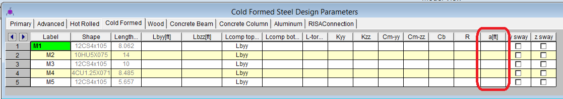 Cold Formed Steel Member Spreadsheet