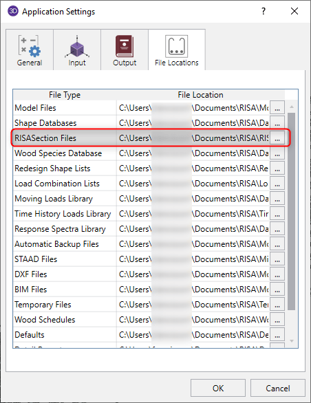 RISA Section File path