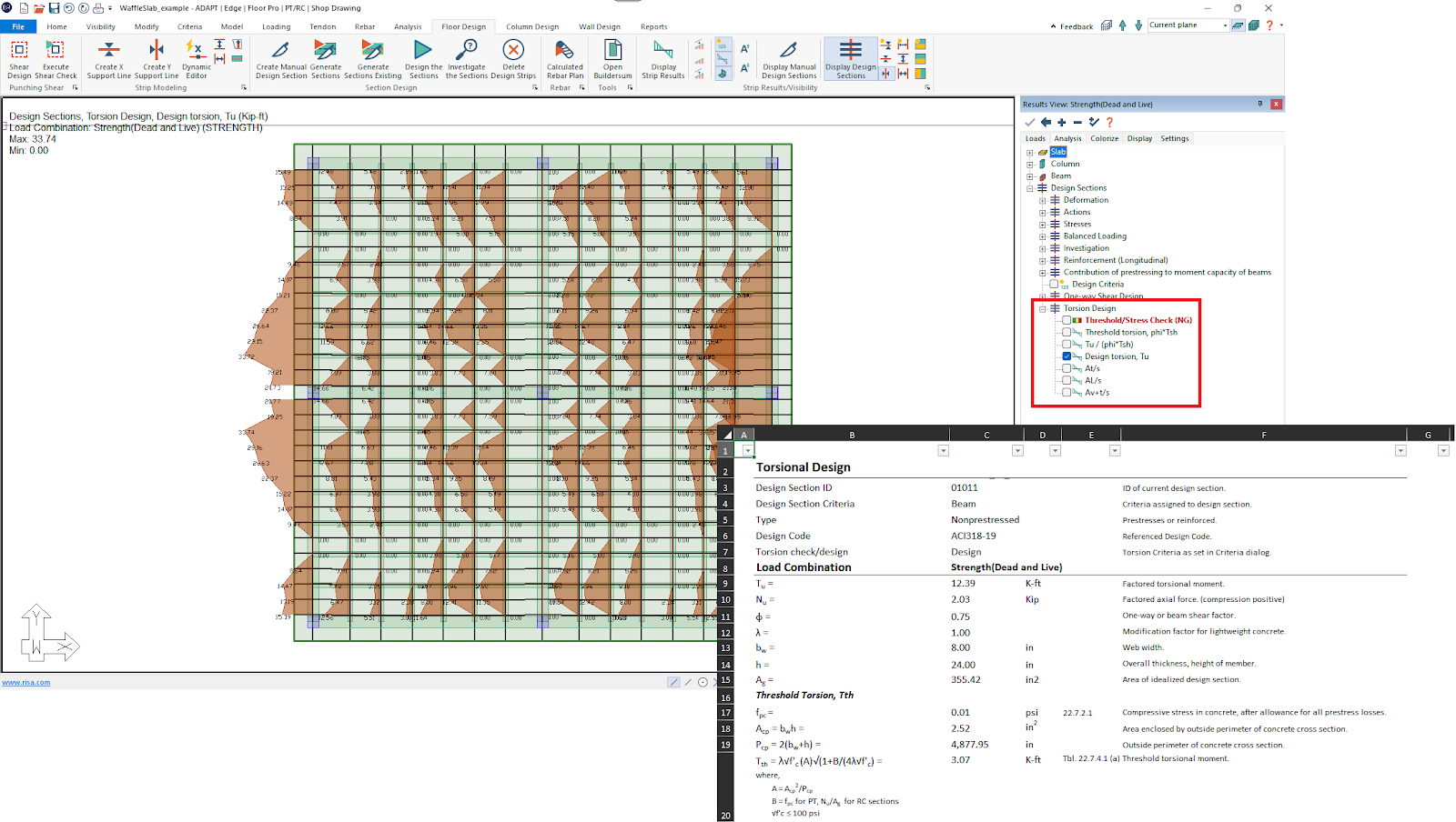 Torsion Design of One-Way Slabs and Beams in ADAPT-Builder