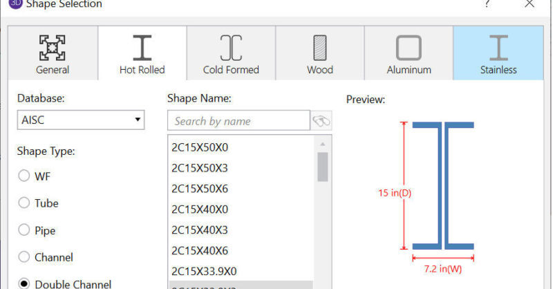 Design of Back-to-Back Hot Rolled Channels in RISA