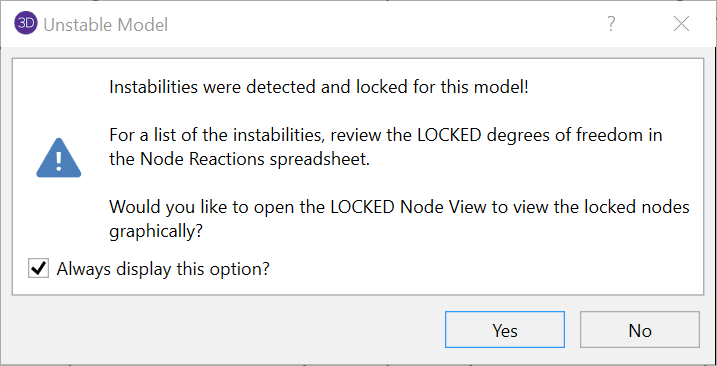 Do You Ever Get the “LOCKED” Message on a Simple Beam Model?